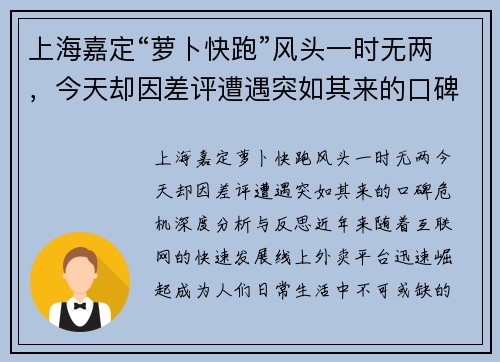 上海嘉定“萝卜快跑”风头一时无两，今天却因差评遭遇突如其来的口碑危机！