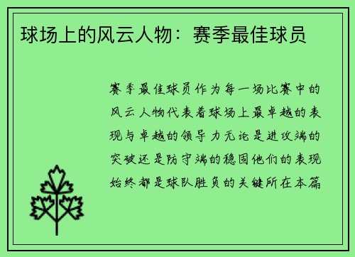 球场上的风云人物：赛季最佳球员