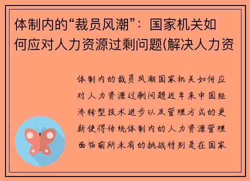 体制内的“裁员风潮”：国家机关如何应对人力资源过剩问题(解决人力资源过剩的常用方法)