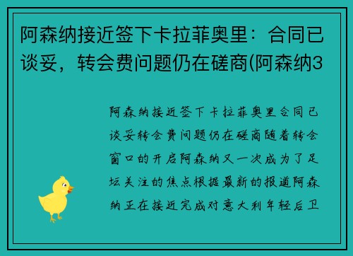 阿森纳接近签下卡拉菲奥里：合同已谈妥，转会费问题仍在磋商(阿森纳3-2本菲卡)