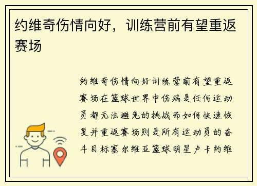 约维奇伤情向好，训练营前有望重返赛场